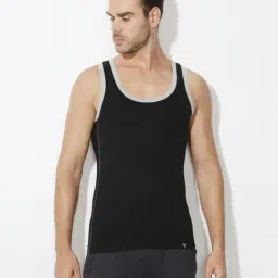 Van Heusen Athleisure Slim Fit Moisture Wicking Ultra Soft Solid Gym Vest - Black-image-42