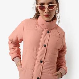 Campus Sutra Peach Padded jacket-image-14