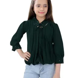 poplins Kids Green Cotton Regular Fit Top-image-41