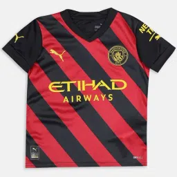 Puma Kids MCFC Away Replica Jr Red & Black Striped T-Shirt-image-44