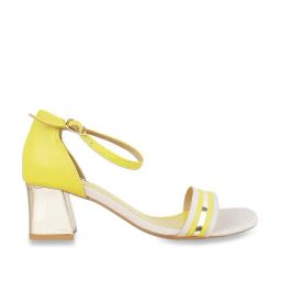 Mochi Women's Yellow Ankle Strap Sandals-image-45