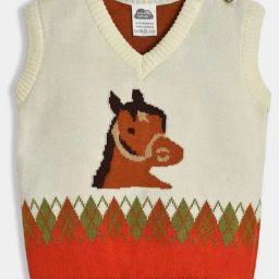 MiArcus Unisex Cream & Orange Self Design Sweater-58