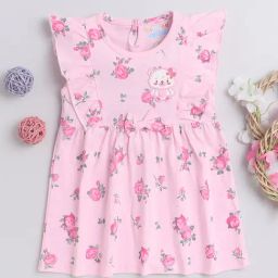 Bumzee Kids Pink Floral Print Frock-image-58