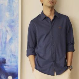 Andamen Navy Regular Fit Shirt-image-66