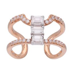 C. Krishniah Chetty Group Gold & Diamond Modern Openwork with Emerald-Cut Center Ring image 2