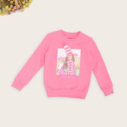 Pantaloons Junior Girls Sachet Pink Printed Sweatshirt-picture-2