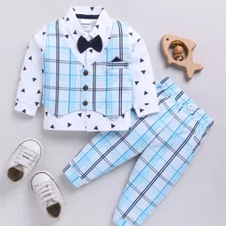 Moms Love Infants Boys Checked Shirt with Trousers-43