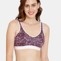Rosaline by Zivame Purple Printed Half Coverage Double Layered Bralette image 1