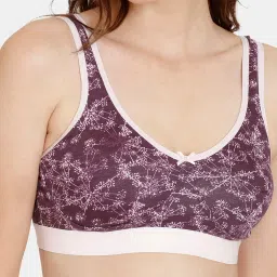 Rosaline by Zivame Purple Printed Half Coverage Double Layered Bralette image 4