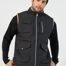 Styli Sherpa Zip Up Stand Collar Gilet Tailored Jacket-picture-25