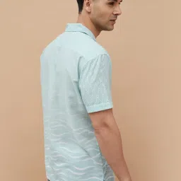 Code By Lifestyle Blue Regular Fit Self Pattern Shirt image 2