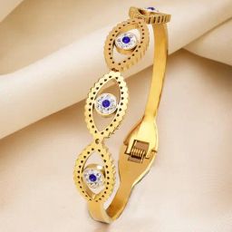 Karatcart Gold-Plated Evil Eye Cubic Zirconia Bangle-Style Bracelet For Women-27