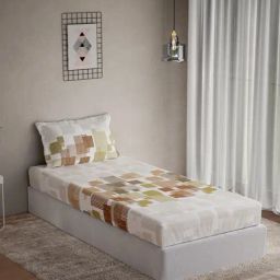 DDECOR Live beautiful Brown Cotton Geometric 144 TC Single Flat Bedsheet with 1 Pillow Cover-image-72