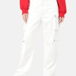 Bene Kleed White Relaxed Fit High Rise Cargo Jeans-image-14