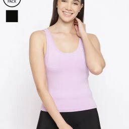 La Intimo Black & Lilac Playful Dreamer Camisole (Pack of 2)-image-97