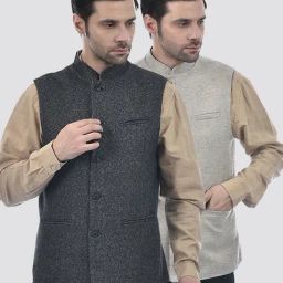 Numero Uno Black & BeigeRegular Fit Waistcoat- Pack of 2-image-13