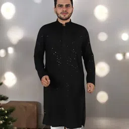 Atly Floral Embroidered Chikankari Mandarin Collar Straight Kurta-picture-38