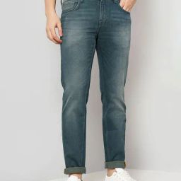 celio* Teal Green Regular Fit Lightly Washed Jeans-image-42