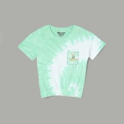 Fame Forever by Lifestyle Girls Green & White Cotton Printed T Shirt-image-94
