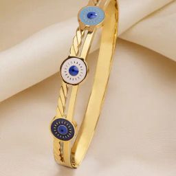 Karatcart Gold-Plated Evil Eye & Cubic Zirconia Bangle-Style Bracelet For Women-45