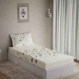 DDECOR Live beautiful Green Cotton Abstract 144 TC Single Flat Bedsheet with 1 Pillow Cover-image-17