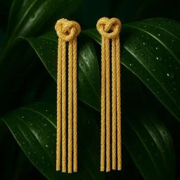 Rubans Gold Knotted Long Chain Statement Drop Earring-picture-16
