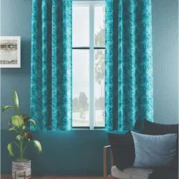 Bianca D`ROMANIO Green Faux Silk 5 Ft. Window Curtain - Set of 2 image 1