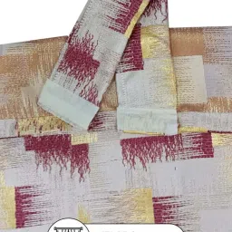 Bianca EL`PESSO Grey & Maroon Faux Silk 5 Ft. Window Curtain - Set of 2 image 2