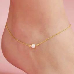 Zavya 925 Silver Gold-Plated & Pearl Chained Anklet for Women-image-86
