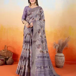 DIVASTRI Floral Printed Zari Banarasi Saree-image-49