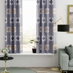 Bianca VILLA C`ESTA Blue Faux Silk 5 Ft. Window Curtain - Set of 2 image 1