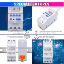 amiciSmart Programmable Timer Switch 30 Amp 12 V DC Digital Relay with 7-Day Schedule & DIN Rail Mount, 1xTP8A16-12V image 5
