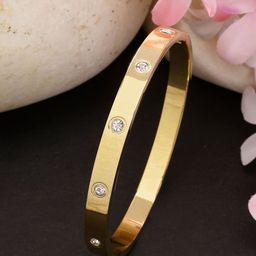 Anouk Women Gold Plated American Diamond Studded Kada Bracelet-32
