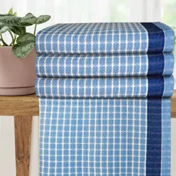 Athom Living Premium Blue & White 4 Pieces Printed Cotton 210 GSM Bath Towels-image-98