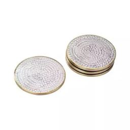 Screw Tight CTR069 Wooden Silver Thunder Crack Round Coaster Set image 2