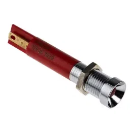 RS PRO Red Panel Mount Indicator 12V DC, Mounting Hole Size 8 mm, Termination Type Solder Tab, Model No 210945-41