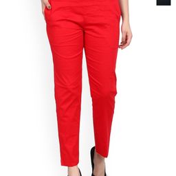 SRISARAS Women Pack Of 2 Slim Fit Mid-Rise Cotton Peg Trousers-image-98
