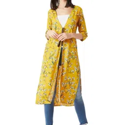Miss Chase Mustard Floral Print Jacket-image-44
