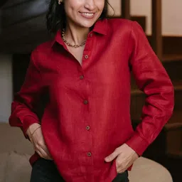 Creatures of Habit Women Classic Solid Casual Shirt-picture-31