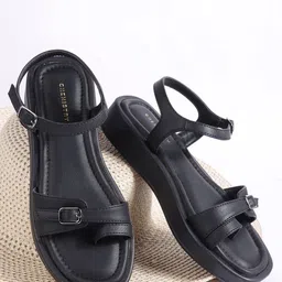 Chemistry Women Solid Round Toe Open Toe Flats-image-19