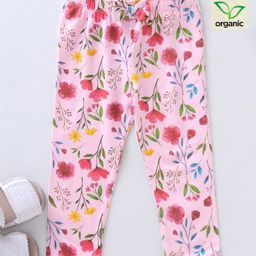 Babyoye Cotton Knitted Full Length Leggings Floral Printed - Pink-image-94