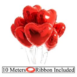 JOHRA (Pack of 10) 18 Inch Red Heart Shaped Balloons, Heart shape balloons for decoration, Red heart balloons for decoration, Red heart foil balloons, valentine balloons - Red-16