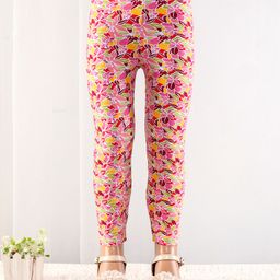Babyhug Cotton Lycra Full Length Floral Printed Leggings - Coral-image-63