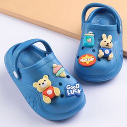 Oh! Pair Clogs Teddy Applique - Blue-image-0