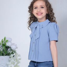 Peppermint Half Sleeves Solid Top - Blue-image-2