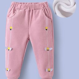 Kookie Kids Full Length Lounge Pant with Floral Applique - Pink-image-40