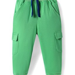 Babyhug Cotton Looper Knit Full Length Solid Lounge Pants - Green-image-41