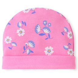Babyhug Interlock Knit Cap With Floral Print - Pink-picture-1