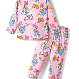 Babyhug Disney Single Jersey Knit Full Sleeves Co-ords Night Suit with Daisy Duck Graphics - Pink-image-87