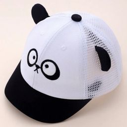 Ziory Panda Designed & Applique Detailed Cap - White & Black-image-6